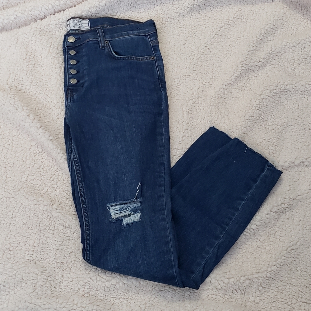 Free People Button Up Skinny Jeans